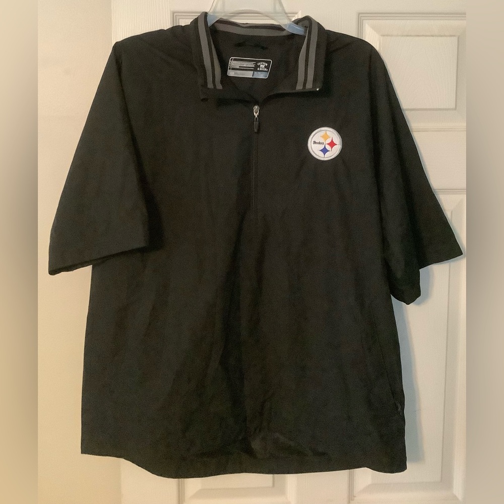 Pittsburgh Steelers Jacket Mens 1/4 Zip Black Short Sleeve Performance  XL